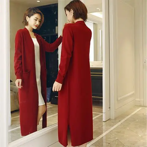 

Cardigans Knit Sweater Women Spring Autumn Winter Letter Maxi Loose Soft Coat Jacquard Long Knitted Jacket Cardigan T308