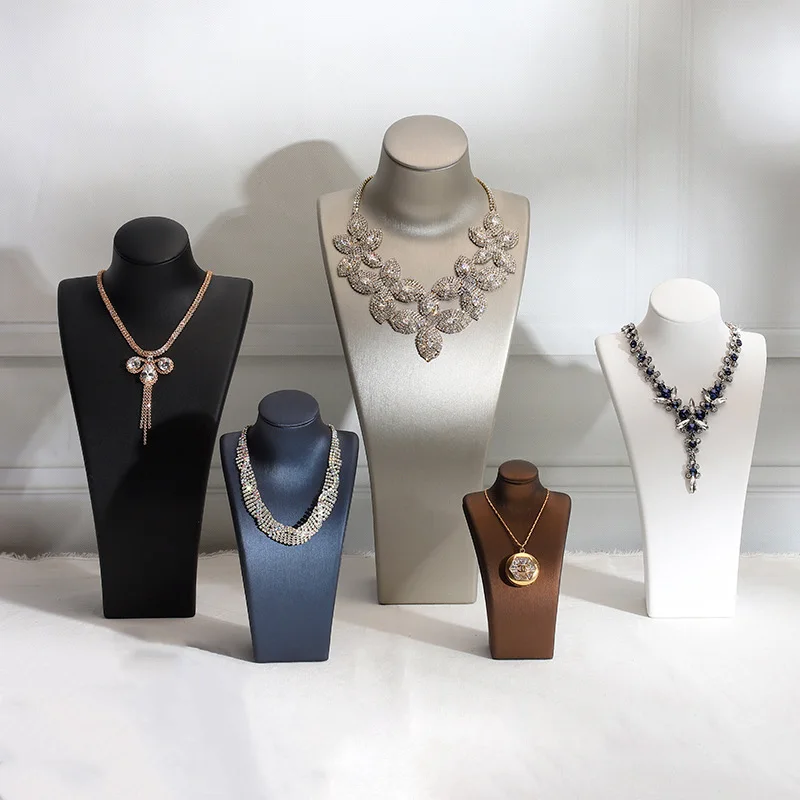 

Подставка для ювелирных изделий из искусственной кожи, роскошная портретная модель бюста на шею для подвесной стойки для ожерелья, реквизита для фотографий и органайзера для витрины магазина