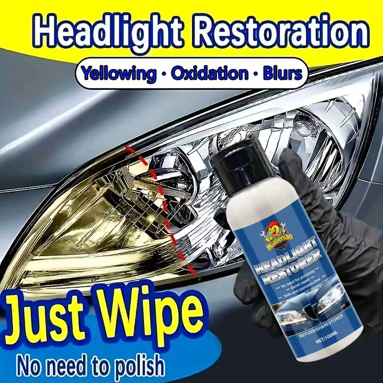 Car Headlight Restoration Polishing Headlamp Scratch Remover Repair Cleaning Paste Remove Oxidation Headlight Polish Liquid