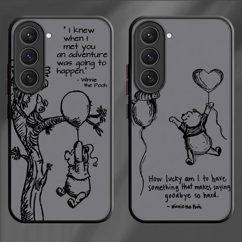 Disney Winnie Bear For Samsung S23 S22 S21 Ultra S20 FE S10 S9 Plus Lite 4G 5G Frosted Translucent Phone Case Cover