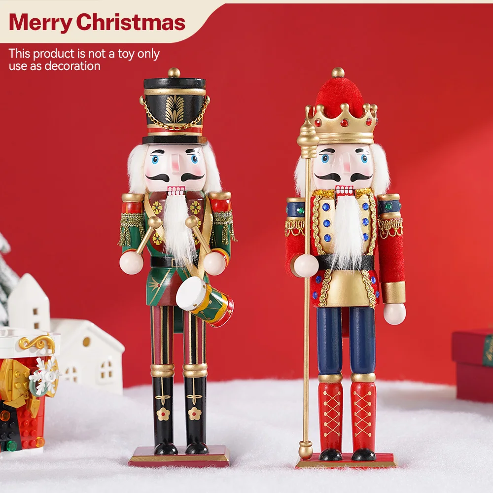 2Pcs/set 30CM New Year Nutcracker Soldier Puppet Kit Wooden Handicraft Fireplace Decoration Christmas Party Creative Ornaments