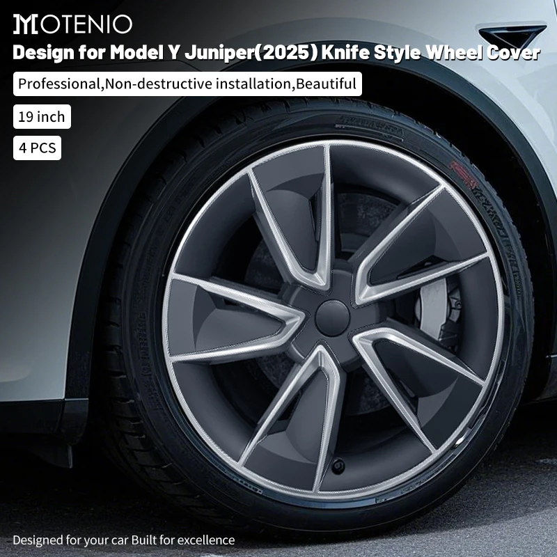 

4PCS For Tesla Model Y Juniper 2025-2026 Wheel Cap 19in Knife Style Wheel Cover Performance Replacement Wheel Cap Full Rim Cover