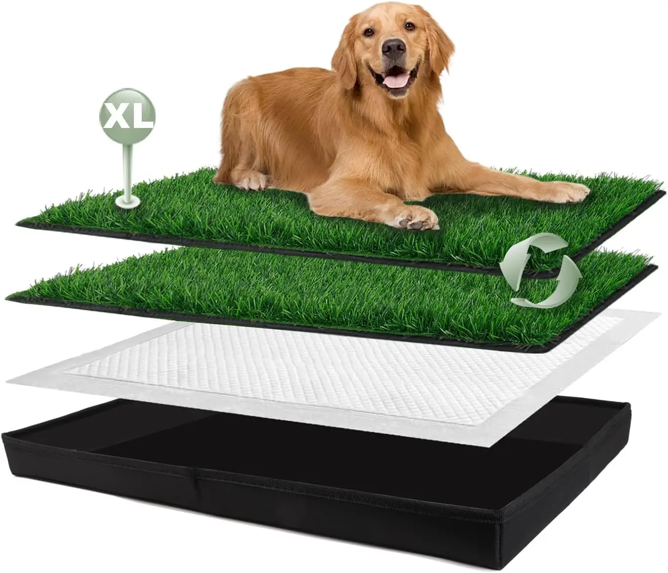 Dog Grass Pad with Foldable Dog Litter Box, Extra Large Liner Base (44