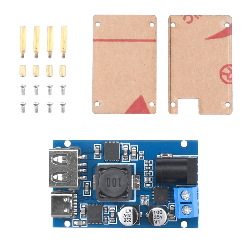 ตัวแปลงบั๊กแหล่งจ่ายไฟแบบสเต็ปดาลง8.2V-32V ไป3V-20V รองรับ USB Type-C เอาต์พุต USB-A โมดูลปรับพลังงานได้
