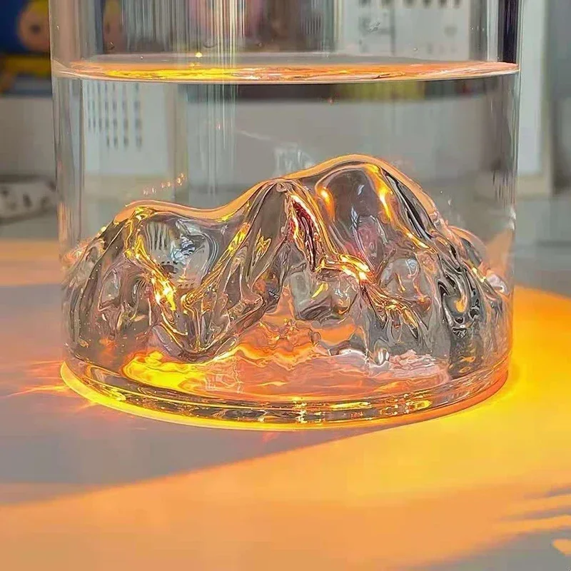 Japan 3D Mountain Whiskey Glass Glacier Old Fashioned Whisky Rock Glasses Whiskey-glass Wooden Gift Box Vodka Cup Wine Tumbler