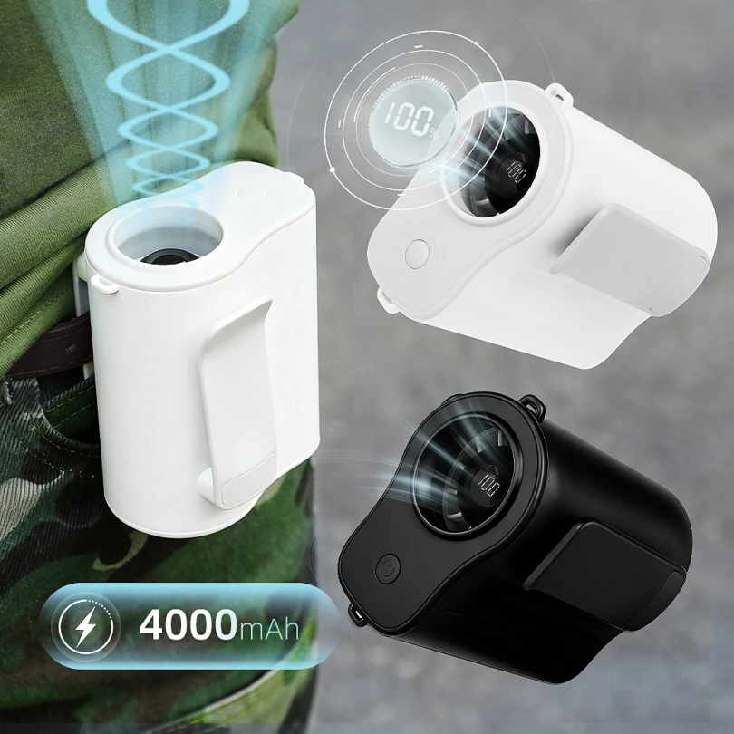 Best Selling Portable Wearable Rechargeable Cooling Waist Clip Fan, Chinese Supplier, Outdoor Personal Portable Fan USB Neck Fan