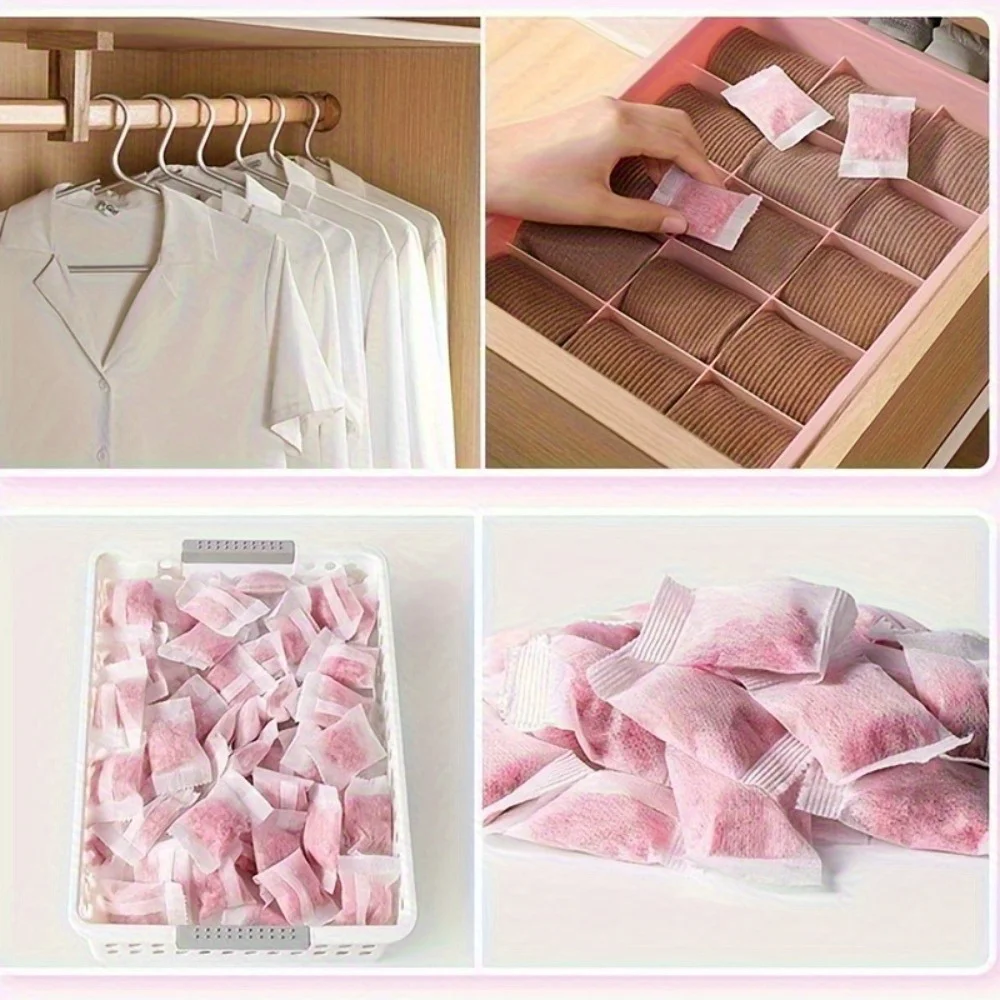100 Stück Rosenduft-Kleiderschrank-Duftsäckchen zur Schimmel- und Insektenabwehr, Kakerlaken-Repellent, langanhaltender Duft, Geruchsneutralisator für Küche und Haushalt – Detail 3