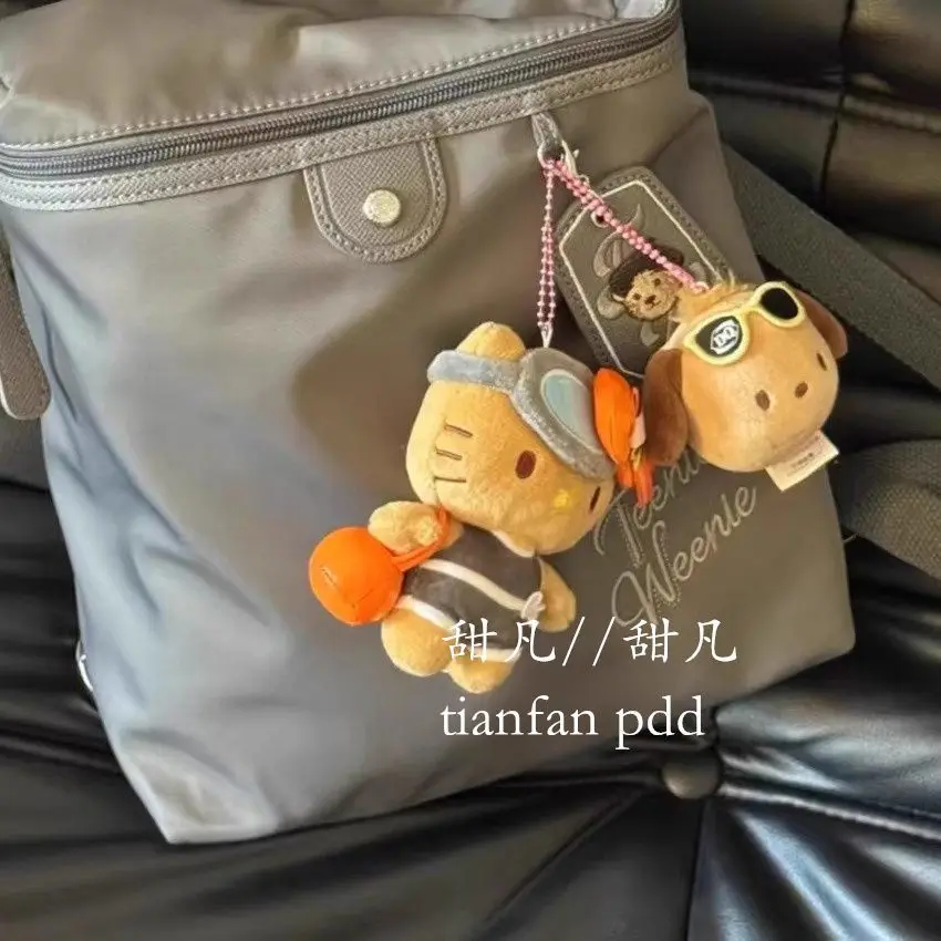 

Sanrio Kawaii Hello Kitty Plush Doll Student Schoolbag Pendant Anime Cartoon Cute Backpack Accessories Girls Christmas Gift Toys