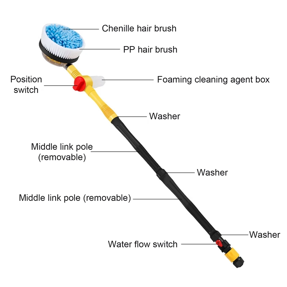 Car Cleaning Brush Wash Foam Brush Automatic Rotary Long Handle Cleaning Mop Chenille Broom Auto Cloths Maintenance Accessories