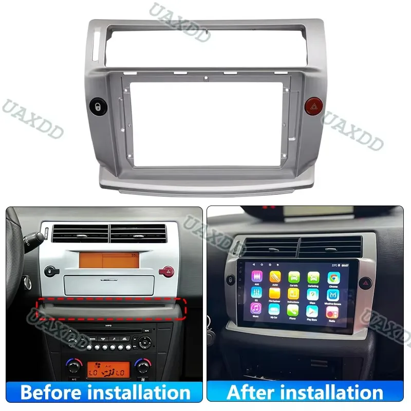 For 2008-2011 CITROEN C-QUATRE C4 C-TRIOMPHE 9INCH Car Android Frame Panel Fascia Cable Harness Adapter Dashboard Decoder Canbus