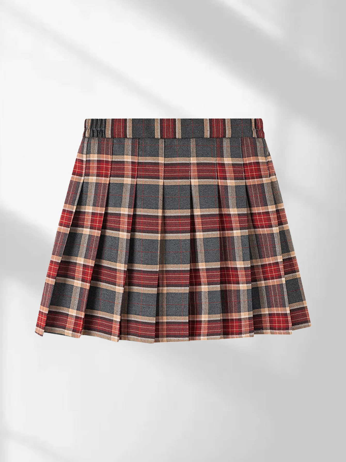 1 piece college style retro red and black plaid bustier pleated skirt girls little kids spring, summer and fall