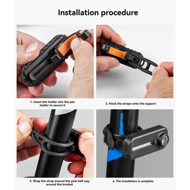 【A45D】Latarka z klipsem do noszenia na piórniku, światło ostrzegawcze, ładowalna latarka, wielofunkcyjna latarka z paskiem na ramię B