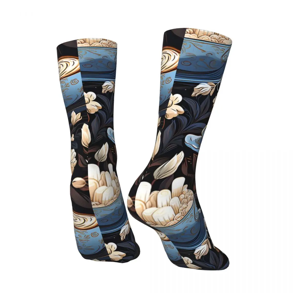 Vintage Hot Chocolate & Marshmallows Men's compression Socks Unisex Harajuku Pattern Printed Novelty Crew Sock