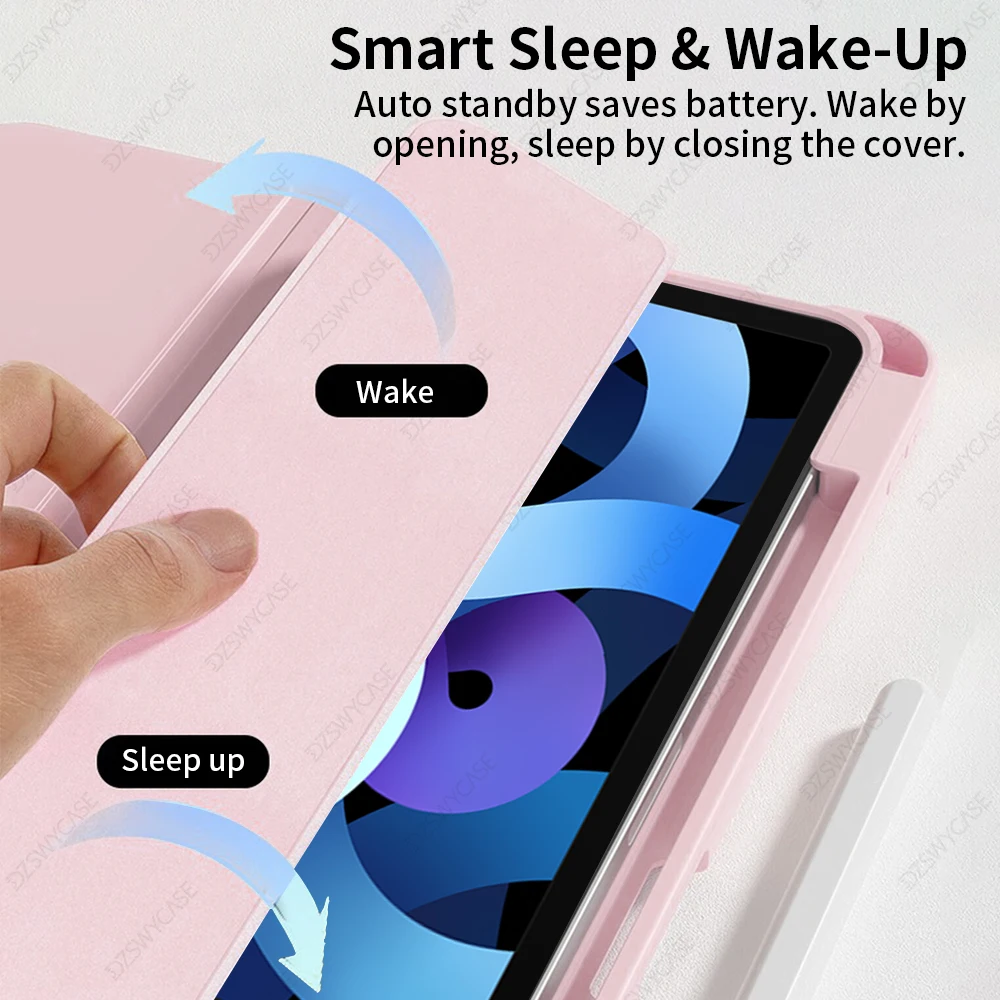 Für iPad Pro 11 Hülle 4./3./2. Generation, Air 10.9 5./4. Generation, Air 11 M2 M3 M4, 10. 10.9 11. Generation A16 11, Mini 6 A17 Pro Slim PU-Cover – Detail 6