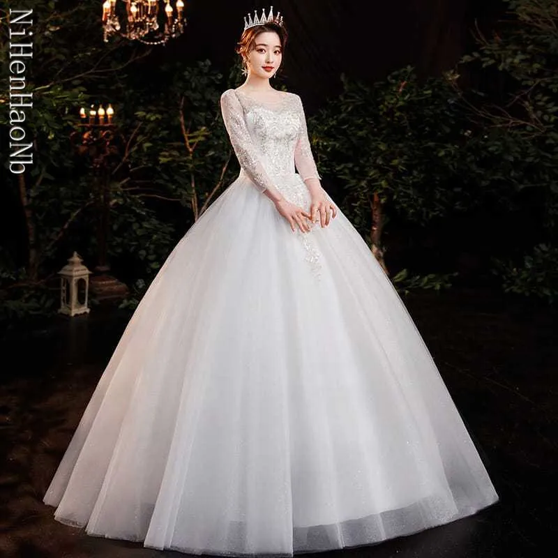 Wedding Dress 2024 The Elegant Sexy O-neck Ball Gown Princess Vintage Lace Wedding Dresses Plus Szie