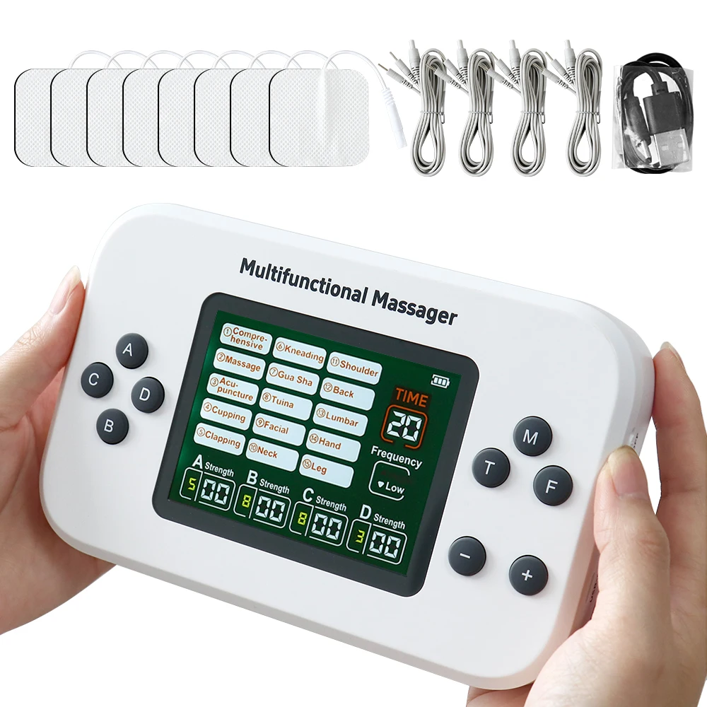 

Professional 4 Channels Electrical Muscle Stimulator 15 Modes High and Low Frequency Massager Physiotherapy Electrostimulator
