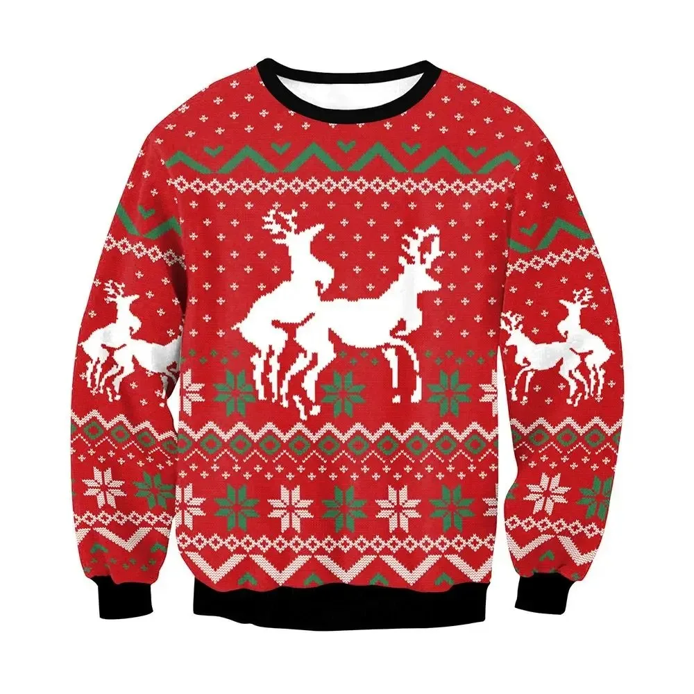 Men Women Ugly Christmas  Funny Humping Reindeer Climax Tacky Christmas Jumpers Tops Couple H