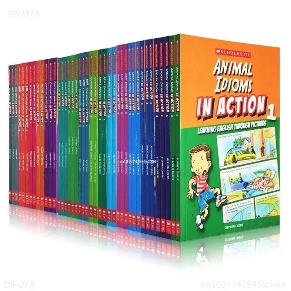Books of42 English Story Books Scholastic in Action Words/Idioms Picture-in-picture Children's Reading Books DIFUYA libros