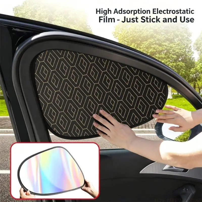 J0MA Static Adhesion Car Window Shade Curtains Foldable Design Easy Storage No Tool