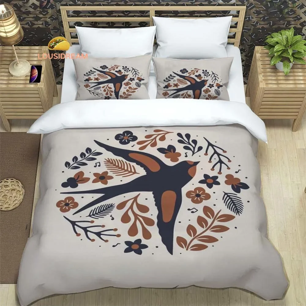 Cute Animal Print Swallow Sheet Quilt Covers Bedding Dormitory Sheets Three-piece Bedding Set Three-piece Soft Warm Bedding Set