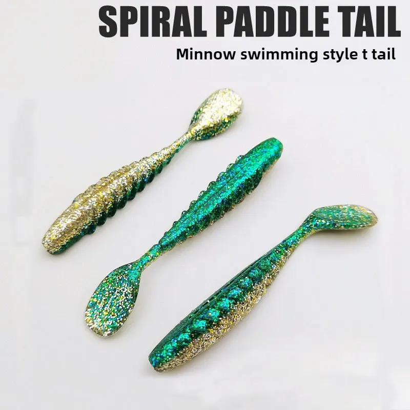 12/16/20 шт., мягкая приманка для червей, 45/55/65/75 мм, воблер для плавания с Т-образным хвостом, мягкие рыболовные приманки для плавания окуня, как гольяна