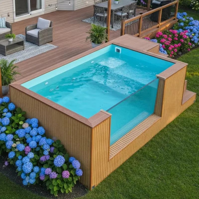 Luxury Container Swimming Pool Modern Integrated Design Full Equipped Filtration System Custom Color Size Outdoor Backyard Villa