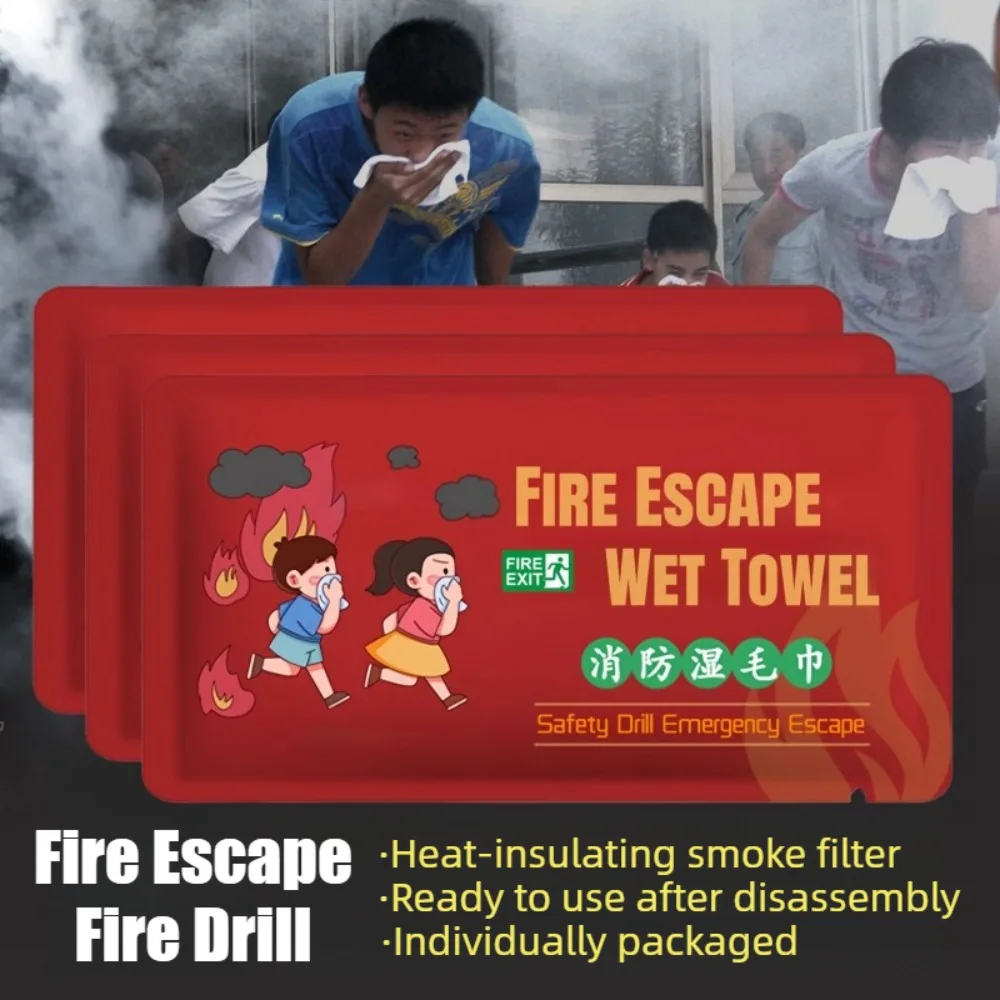 Fire Escape Wet Towel Emergency Rescue Thickened Smoke Protection Flame Retardant Safety Cloth for Home School Kitchen Office