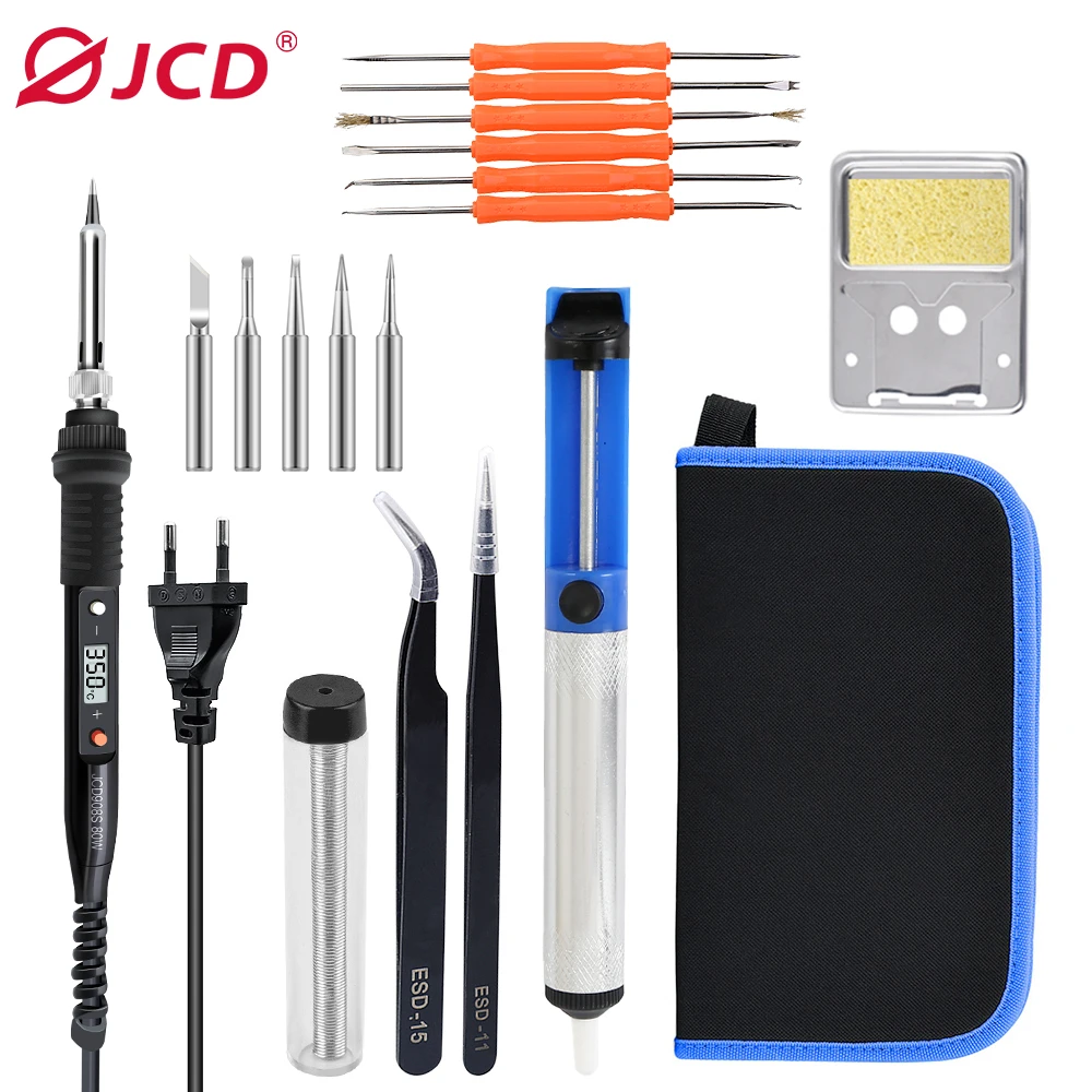 JCD 908S 80W Digital Electric Soldering Iron Set Kit 220V/110V Temperature Adjustable LCD Display Solder Welding Iron Tips Tools