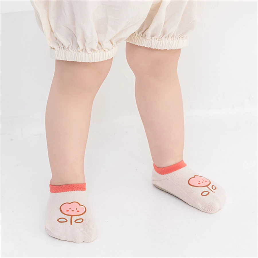 3Pairs/Lot Kids Non-Slip Cartoon Socks Soft Baby Cute Print Girls Boys Toddler Floor Socks With Rubber Grips For 0-3Years