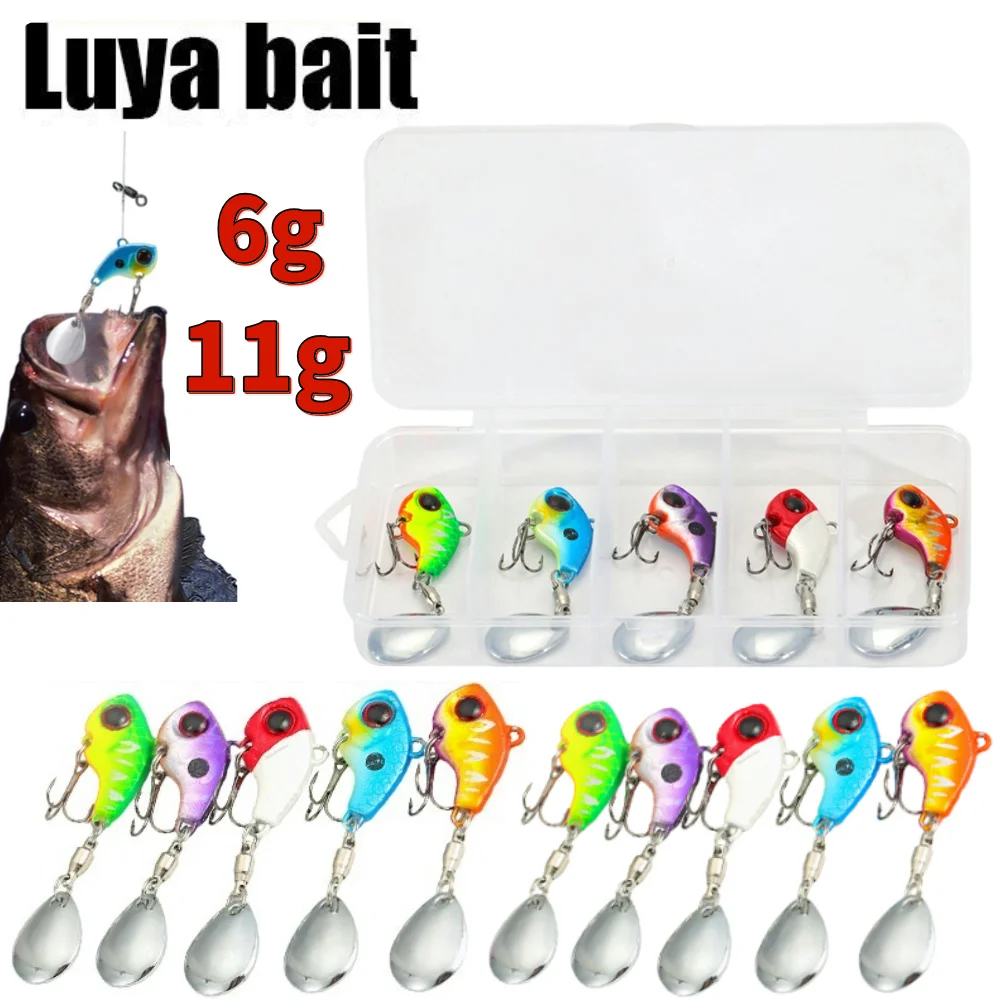 5PCS Topwater Fishing Lure 6g/10g Sinking Spinner Bait Artificial Hard Plopper Jigs Rotating Tail Fishing Tackle