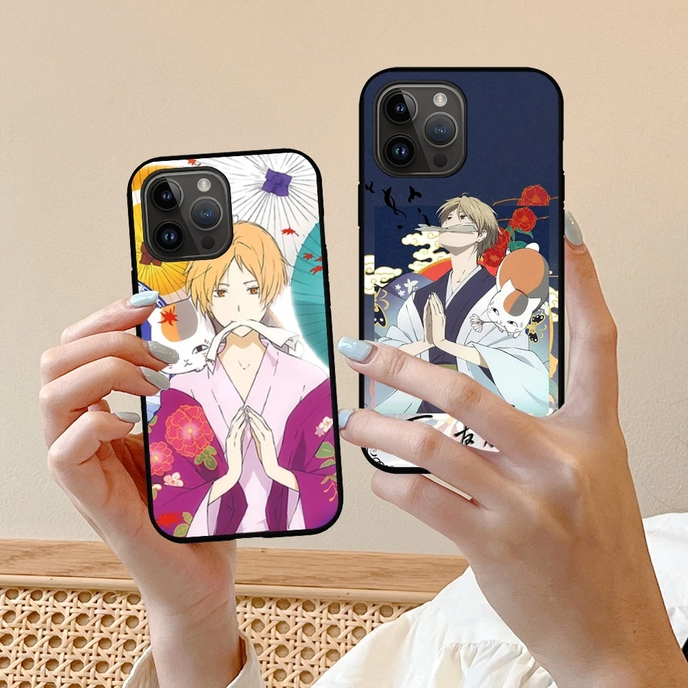 natsume book of friends Anime Phone Case For iPhone 16 15 14 13 12 11 X XR XS 8 Plus Mini Pro Max Soft black Shockproof Cover