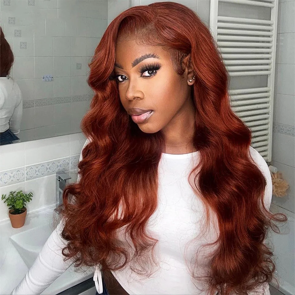 

Burgundy 13x4 Transparent Lace Front Wigs 180% Density Synthetic Body Wave Lace Front Wig 30 Inch High Temperature Fiber Wig