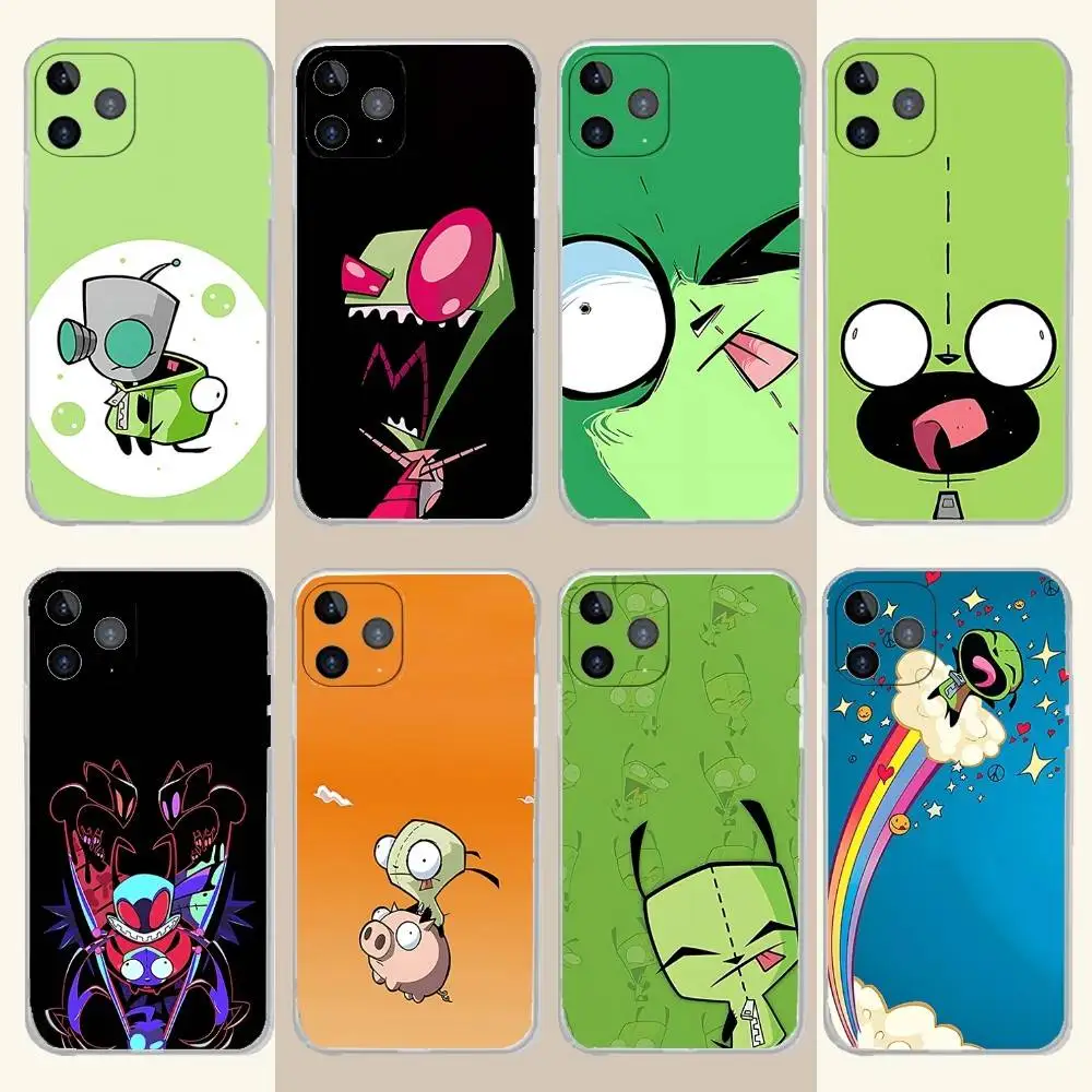 

I-Invader Z-Zim Gir Phone Case For iPhone 17,16,15,14,13,12,11 Pro,Max,Plus,X,XS,XR,SE4,E Mini Transparent Soft Cover