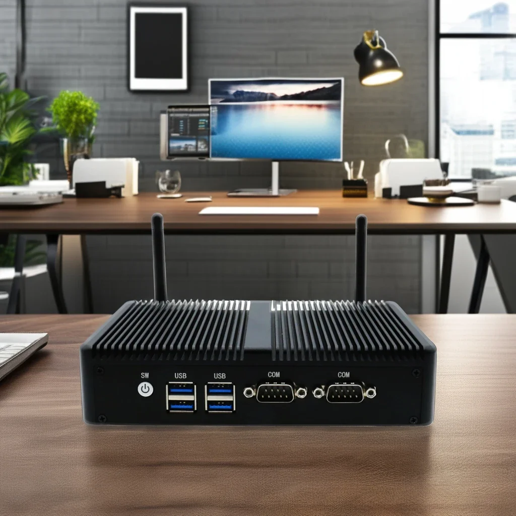 

Cheap Mini PC N100 Fanless 2 HD*MI+1DP 2 Com Ports 2Lans Wifi DDR4 RAM US Plug Industrial Use New Product