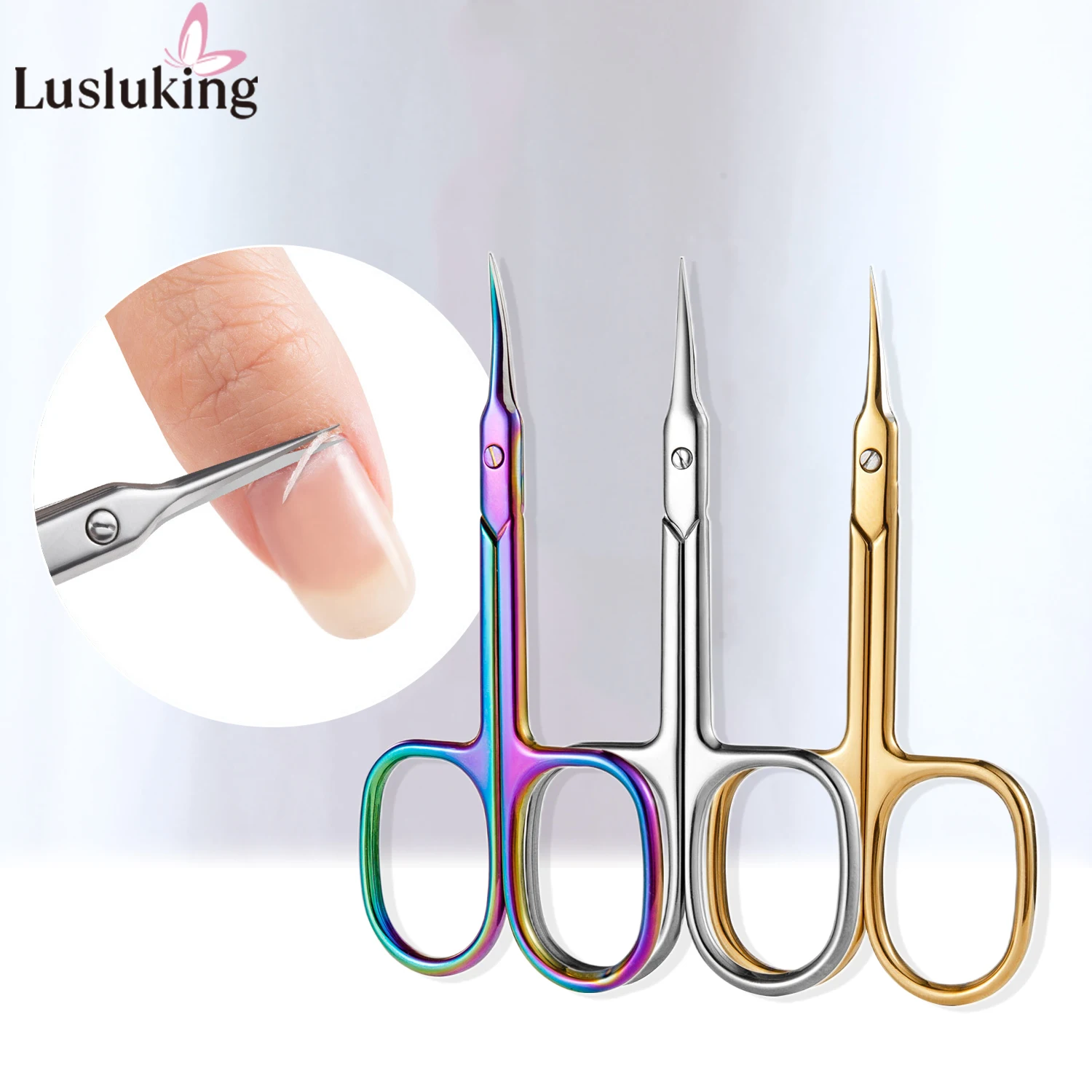 Russian-Style Cuticle Nippers Manicure Scissors Cut Curved Tip Nail Pedicure Grooming Tools Stainless Steel Dead Skin Remover