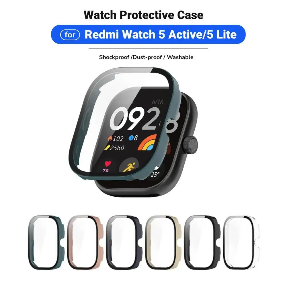 Tempered Glass +PC Case For Redmi Watch 5 Active/5 Lite  All-Around Screen Protector Hard PC Bumper Anti-drop Protective Case