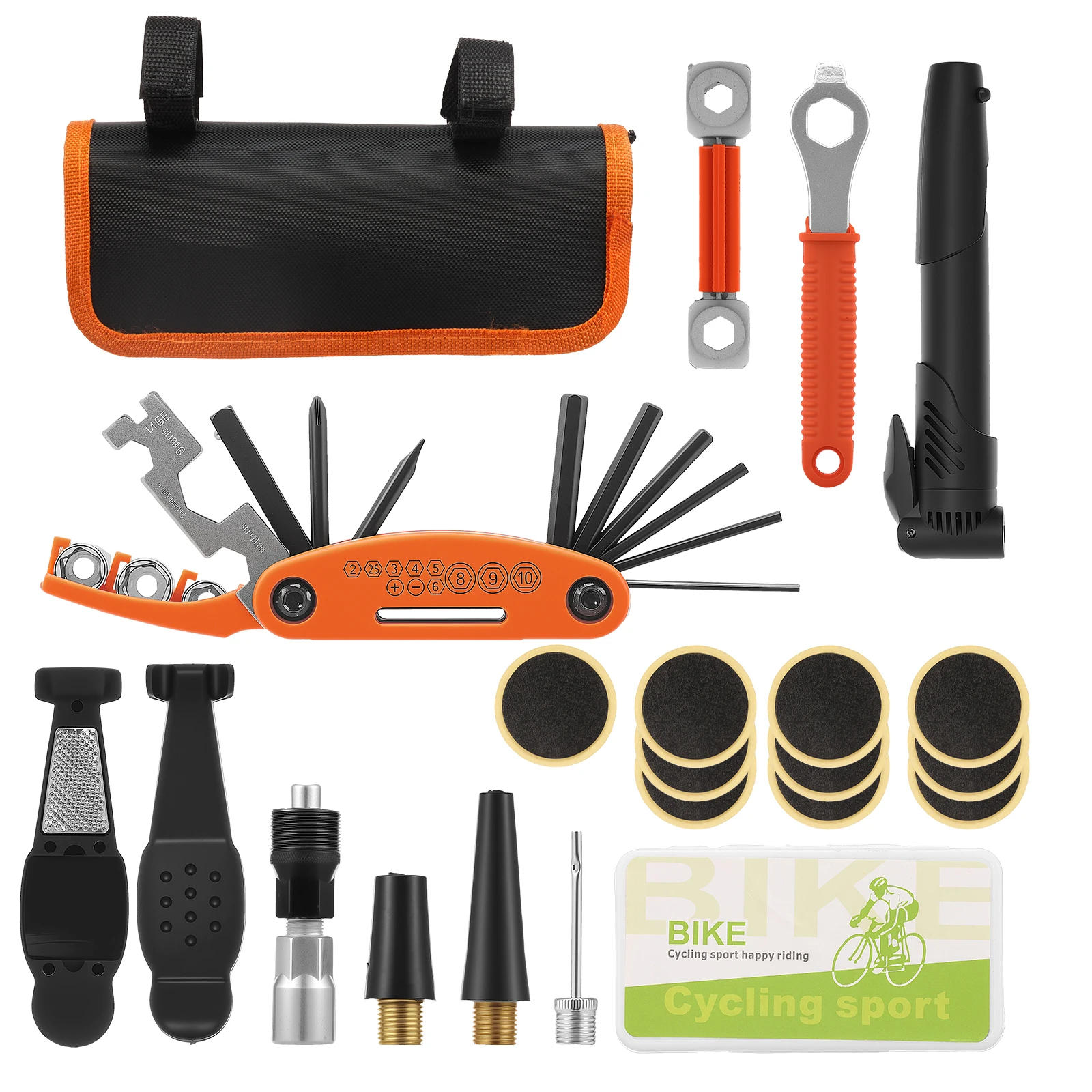 

Bike Repair Tools Kit Portable Bicycle Repair Tools Kit Saddle Bag Pump Tire Patch Multi-functional Wrench Tool Set Accessories