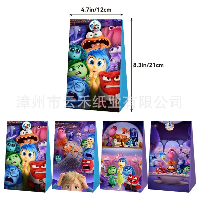 Disney Inside Out 2 Anime Figure Anxiety Envy Ennui Embarrassment Paper Goody Bag Kids Birthday Party Supplies Gift Bags