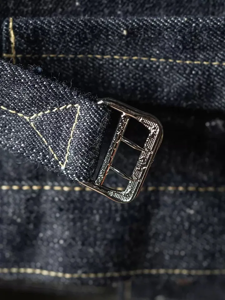 Men's Vintage Raw Denim Jacket Dark Blue