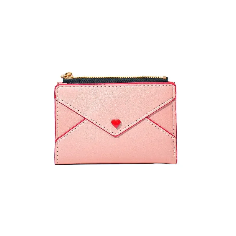 

New Love Type Fresh Sweet Warm Ladies Students Simple Multi-card Change Multi-functional Short Wallet