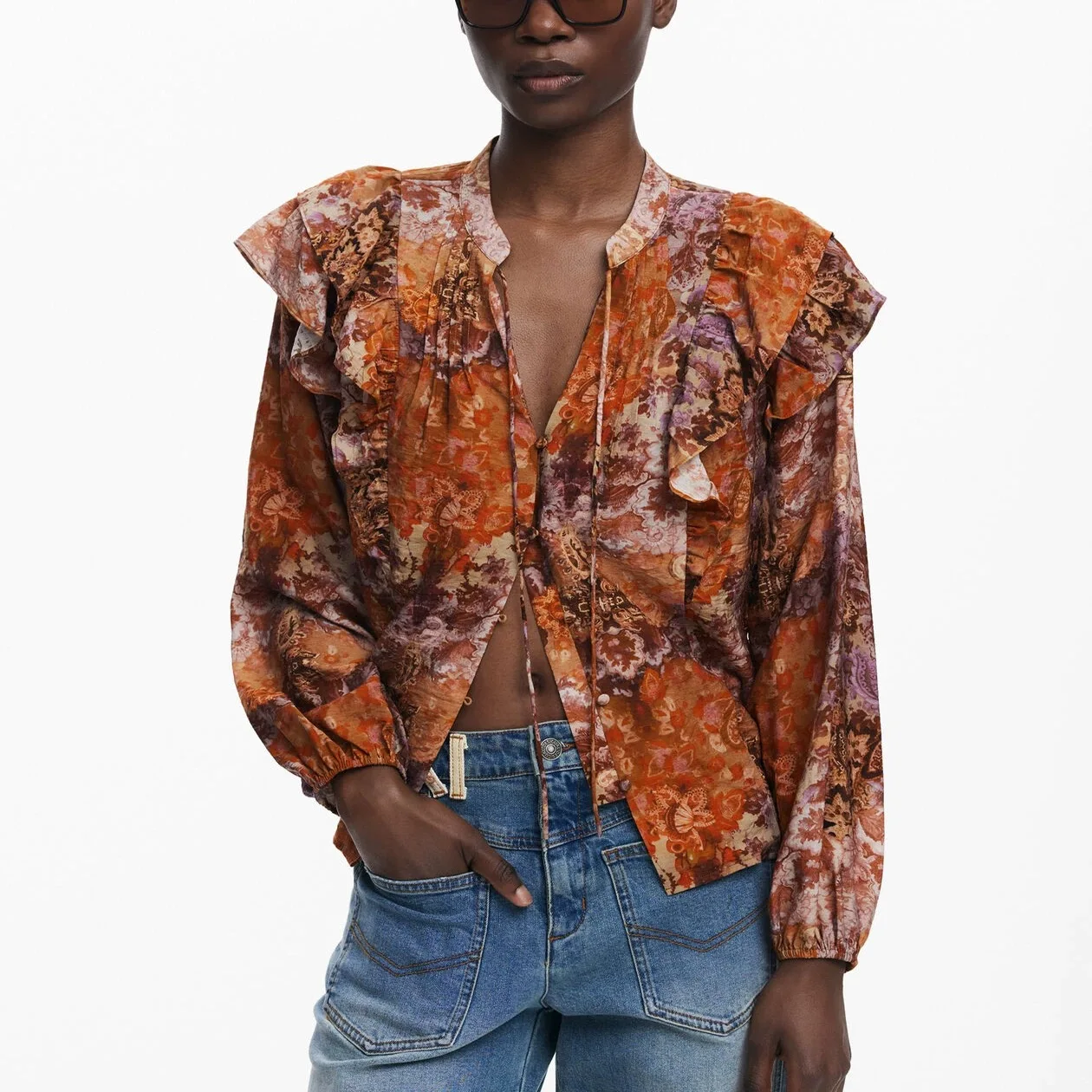 Europees, Amerikaans, Spaans origineel overhemd met lange mouwen in Paisley-stijl en gepersonaliseerd ontwerp voor nieuw damesshirt