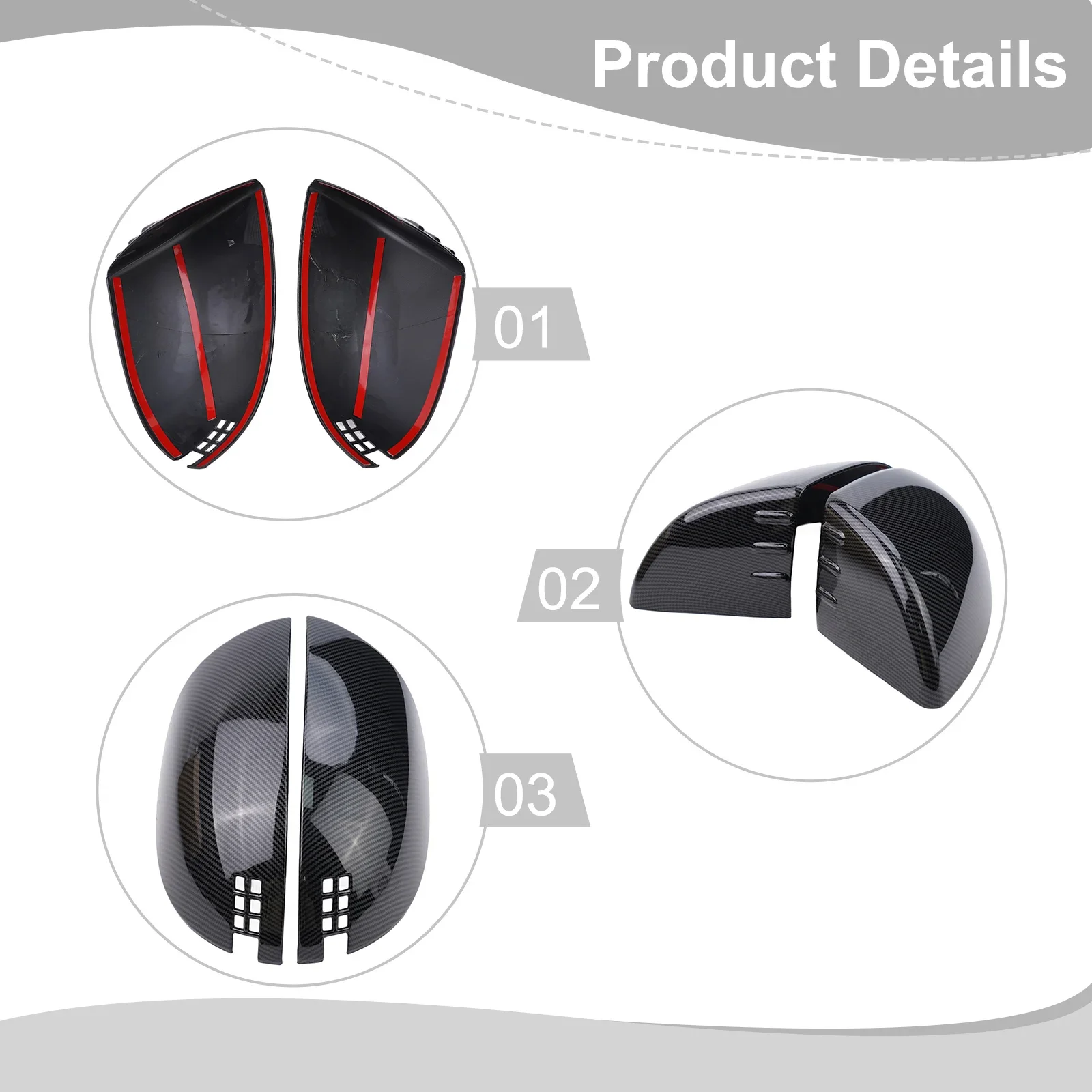 Cover Rear View Mirror Practical Quick Installation Side Mirror Left-hand Drive Models ABS Material Decorative Direct Mount Hot