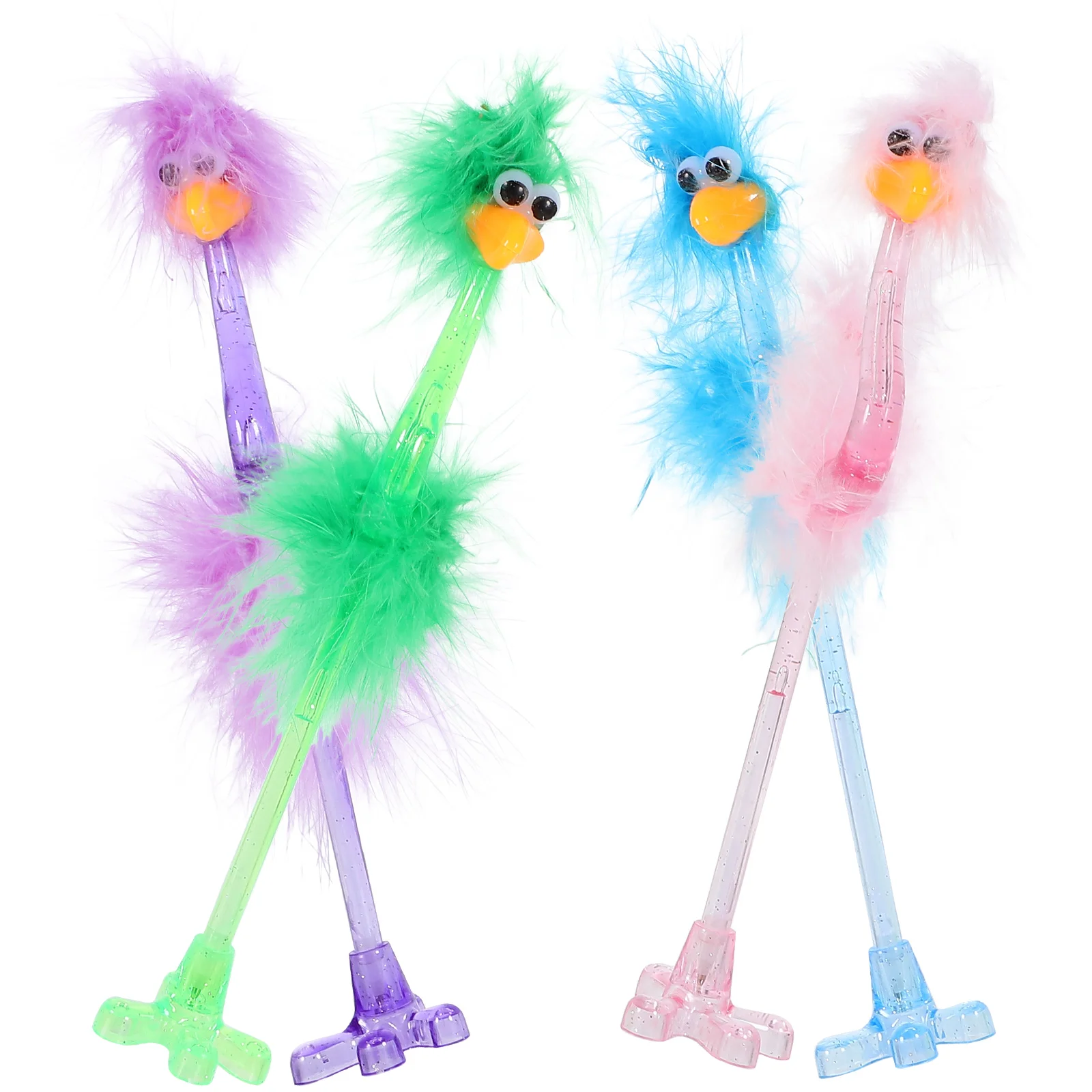 

4 Pcs Ballpoint Pen Ostrich Shape Writing Cartoon Pens Stationery Kids Party Signing Smooth Line Plastic Durability Gift