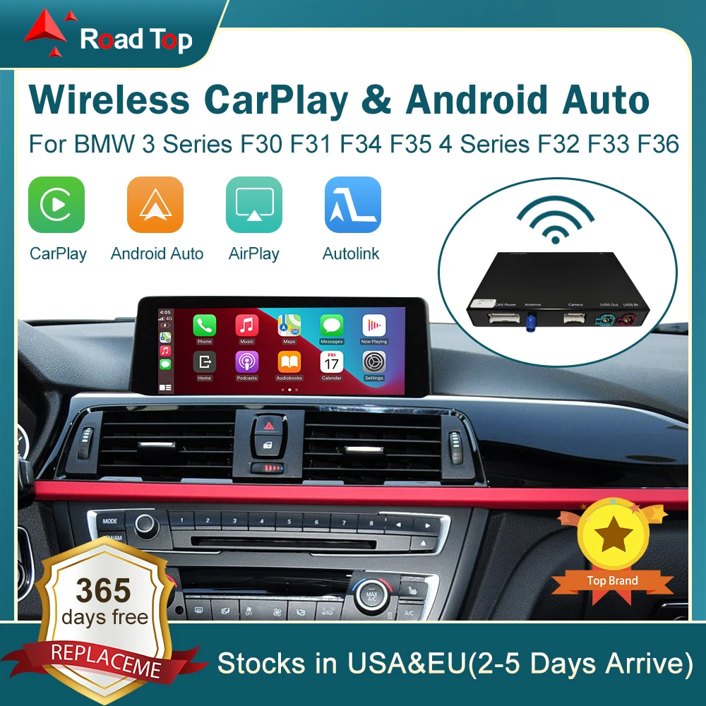 Wireless CarPlay for BMW 3 4 Series F30 F31 F32 F33 F34 F35 F36 2012-2020, with Android Mirror Link AirPlay CarPlay Function