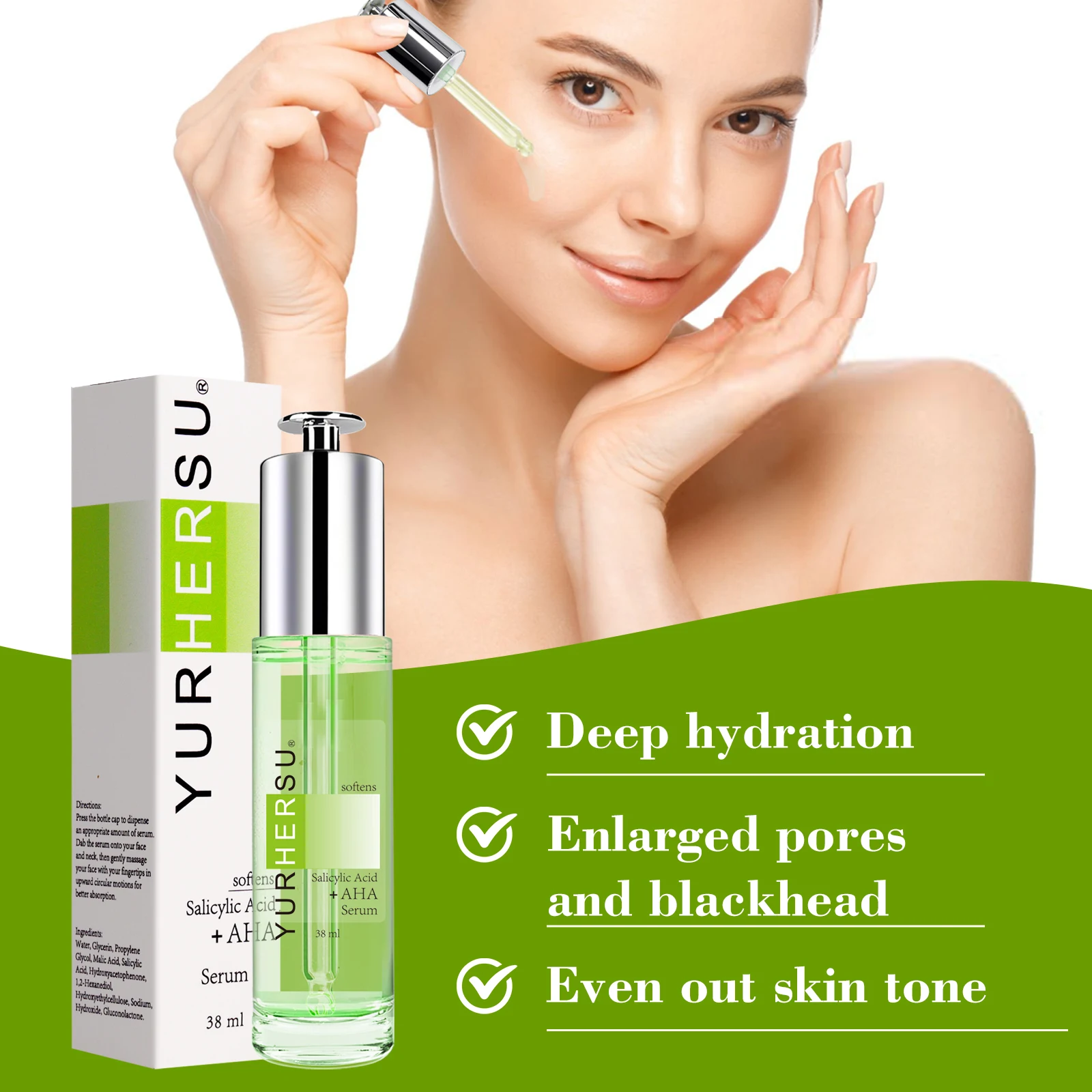 38 مللي حمض الساليسيليك حساسة المسام الوجه جوهر ترطيب ترطيب لطيف الرعاية تقليص المسام ضوء الماء الجمال مصل الوجه #3