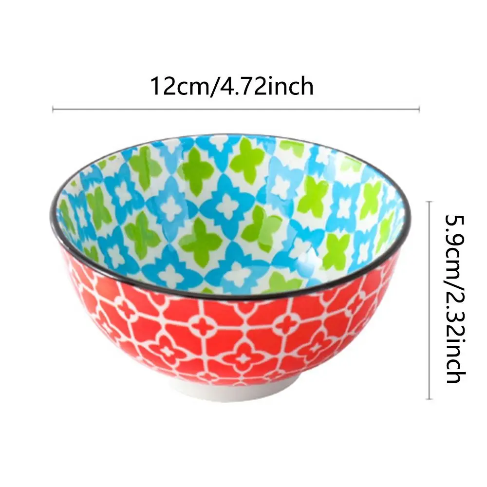 Bohemian Style Colourful Ceramic Bowl Underglaze Round Rice Bowl Household Teacup Seasoning Dipping Sauce Bowl Kitchen Tableware