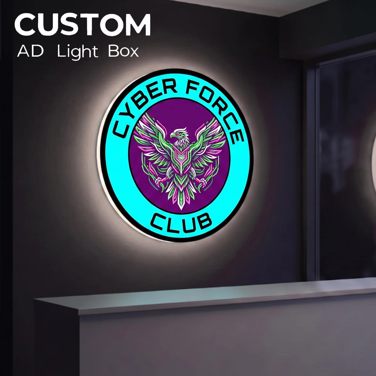 Custom round LED Light Box One-Sided Outdoor Business Sign Personalized Logo Illuminated Storefront Sign for Shops
