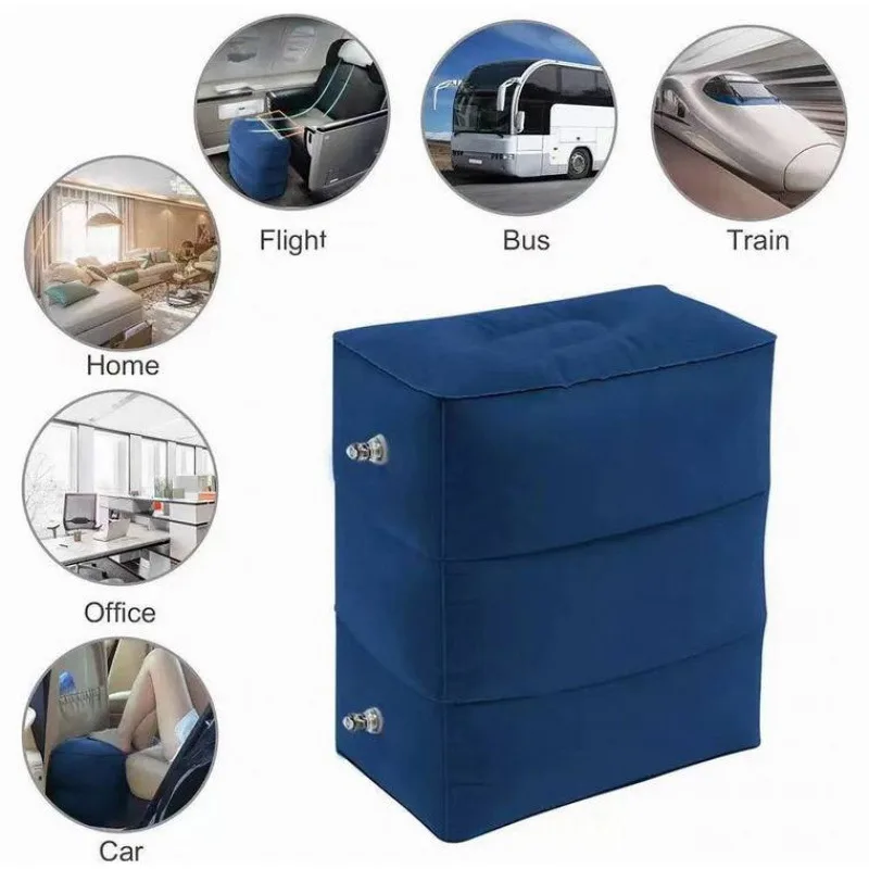 2026 New 3 Layers Inflatable Adjustable Foot Rest Cushion Portable Travel Air Foot Stool With Storage Bag Home Leg Relax Pillow