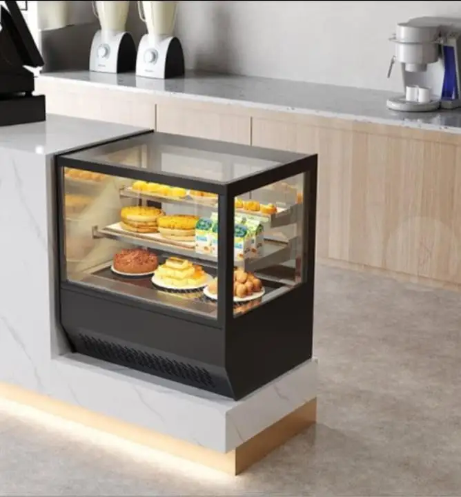 Small Dual Temperature Cake Display Cabinet Dessert Showcase Glass Refrigerator for Ice Cream Cooling