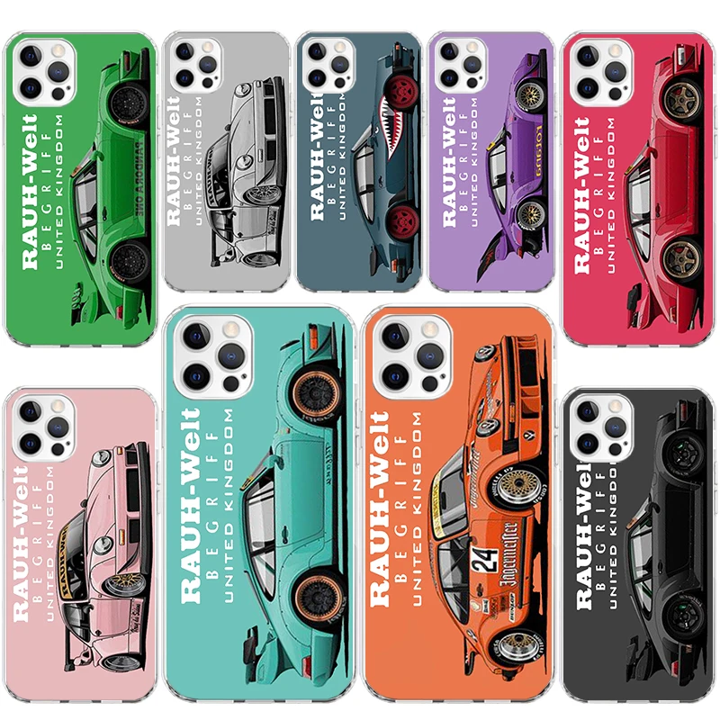 Sports Car Drift RWB 911 964 933 Soft Silicone Phone Case For Apple iPhone 11 14 15 16 Pro 12 13 Mini XR X XS Max 7 Plus 8 + Fun